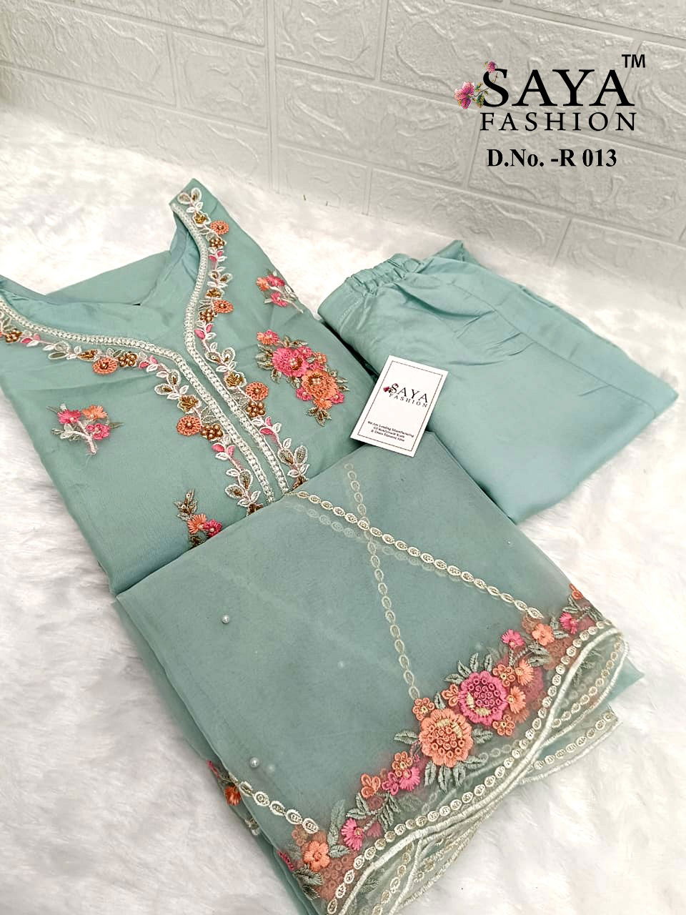 R 013 By Saya Embroidery Pakistani Readymade Suits Exporters In India
